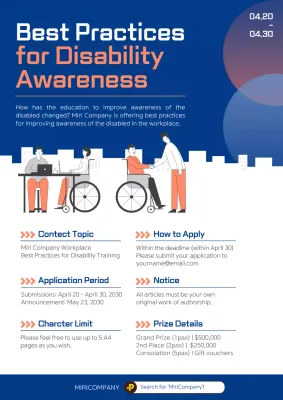 Blue Modern Disability Contest Announcement Poster