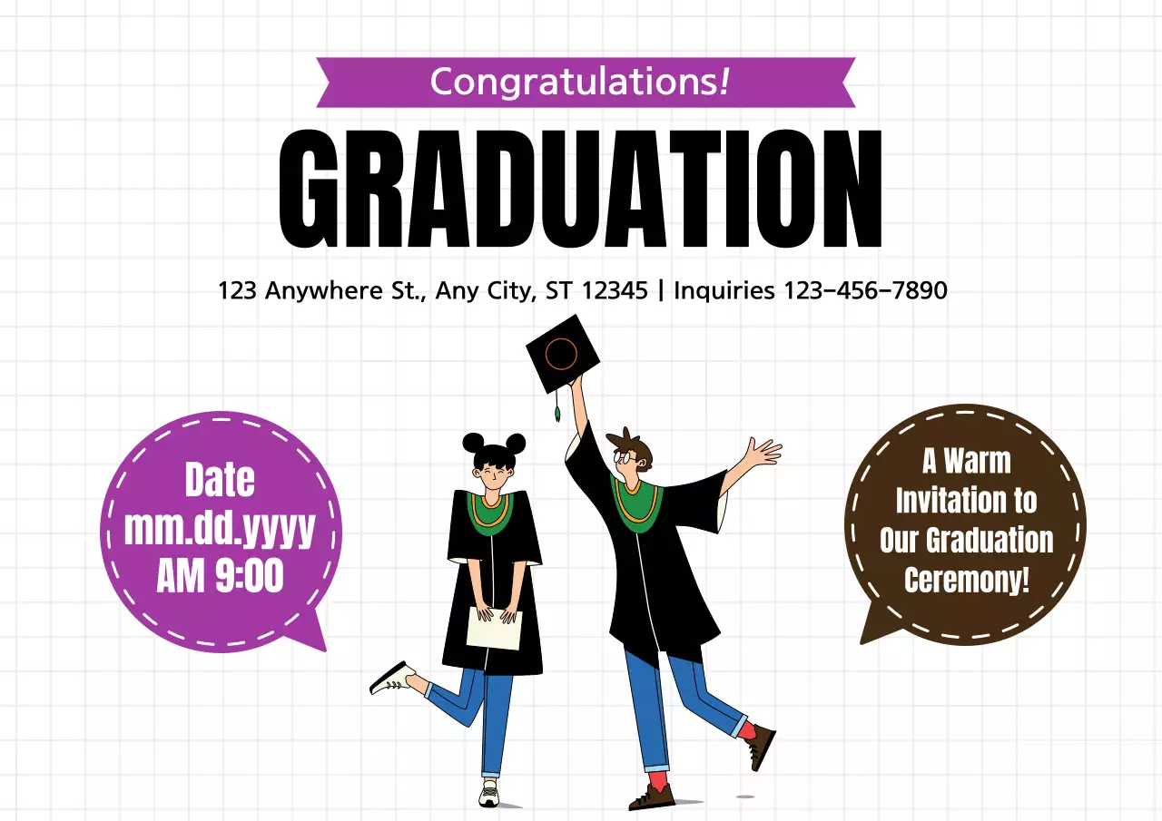 Purple Simple Graduation Invitation Poster