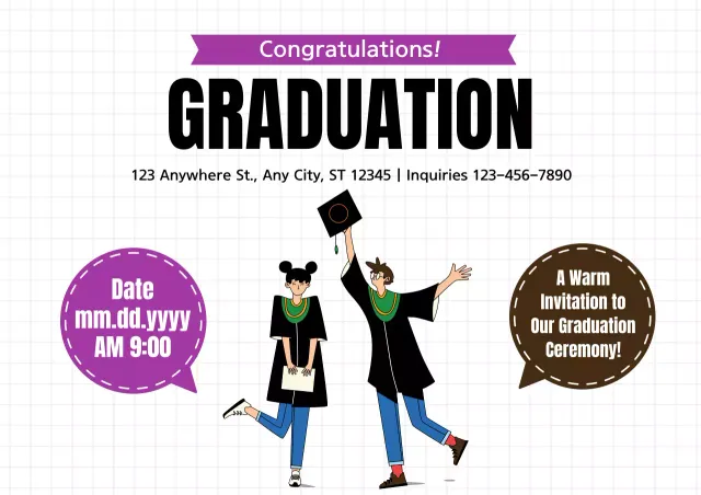Purple Simple Graduation Invitation Poster