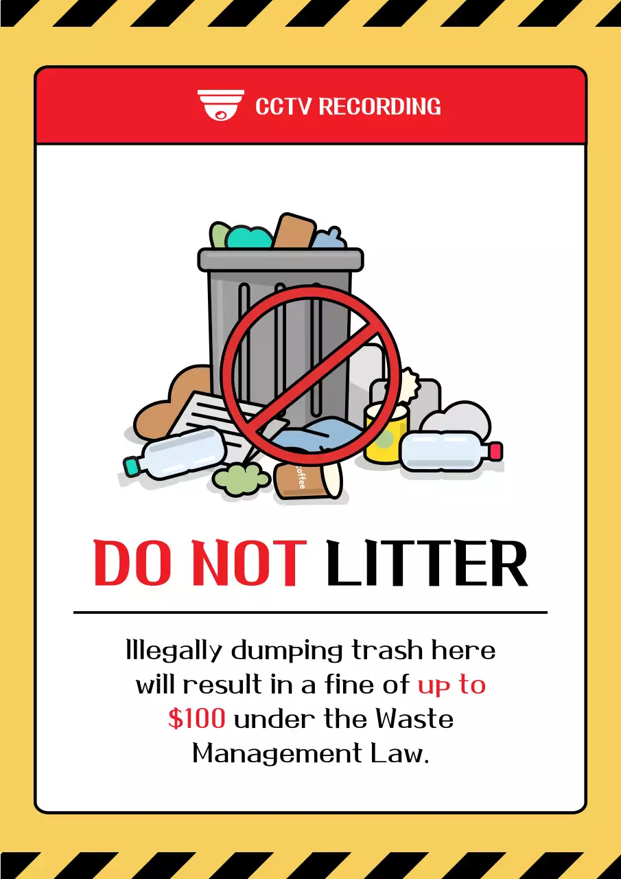 Yellow Bold Litter Notice Poster