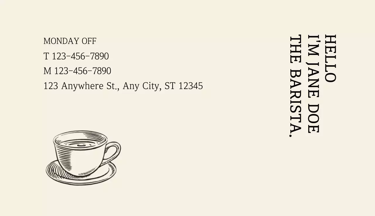 Beige Minimal Cafe Business Card