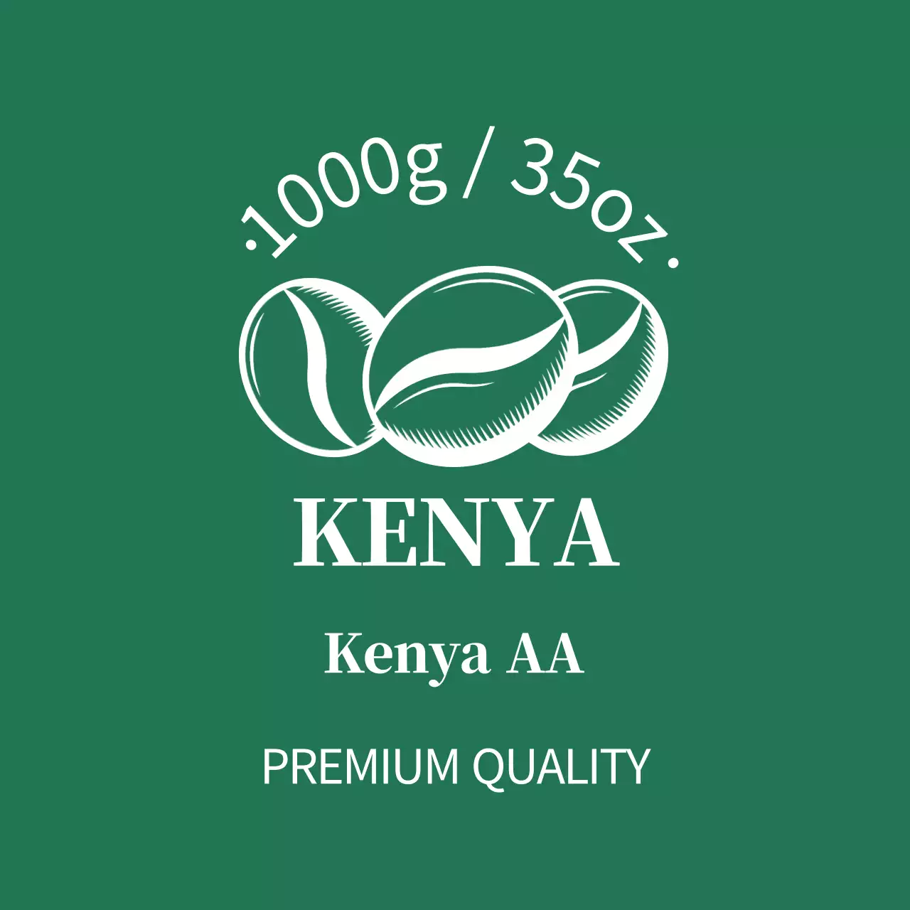 Clean coffee bean label with green illustration