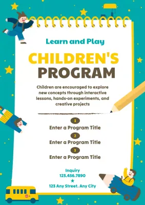 Teal Playful Children's Program Advertisement Poster