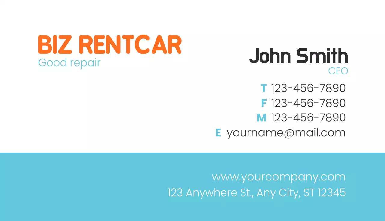 Orange Retro Car Rental Promotion Business Card