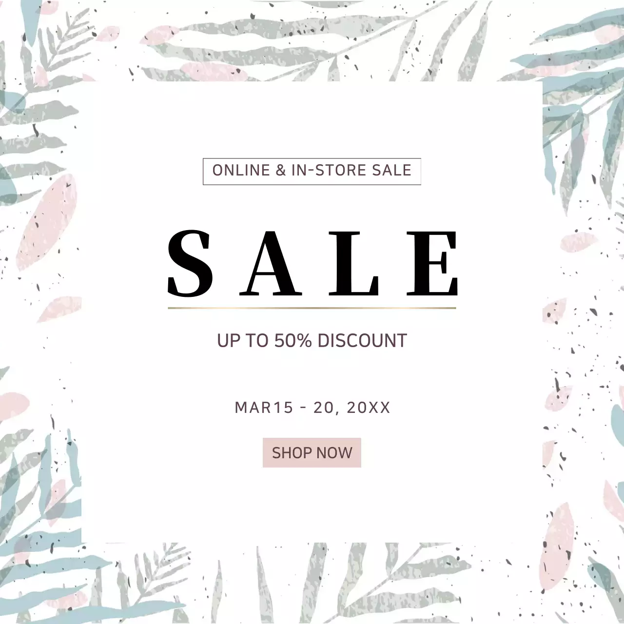 Beige Floral Sale Promotion Instagram Post