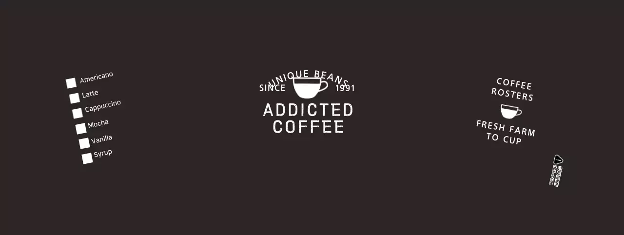 ブラックのカフェドリンクメニュー表示紙コップ