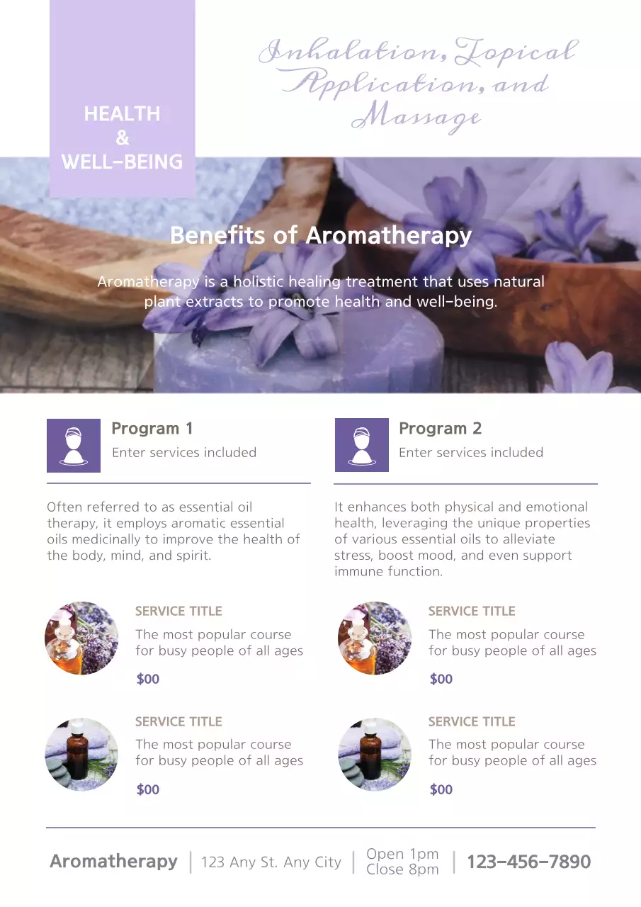 Purple Elegant Aromatherapy Promotion Poster