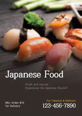 Brown Minimal Sushi Promotion Poster