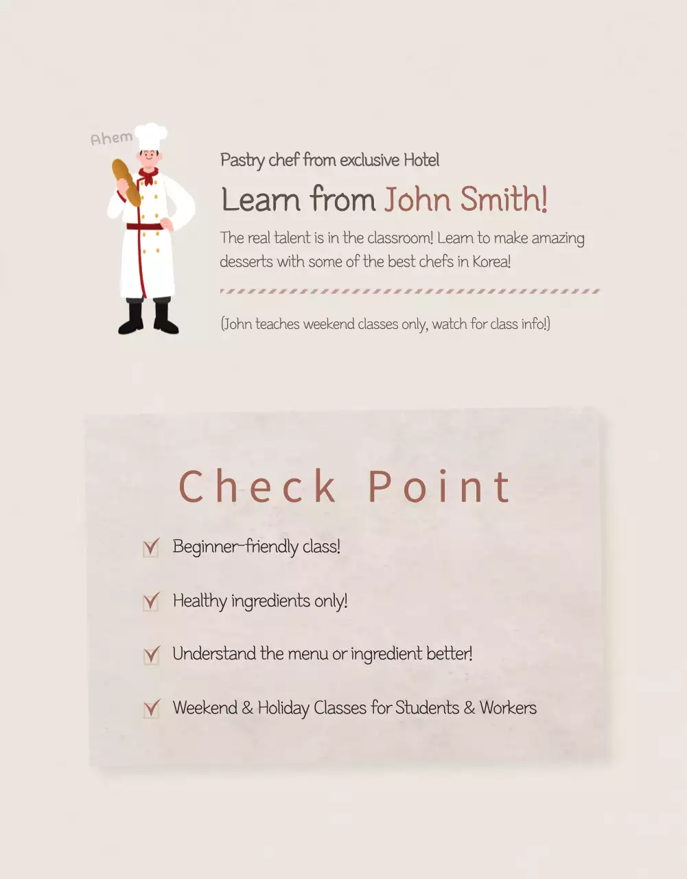 Poster Kelas Kue Sederhana Beige