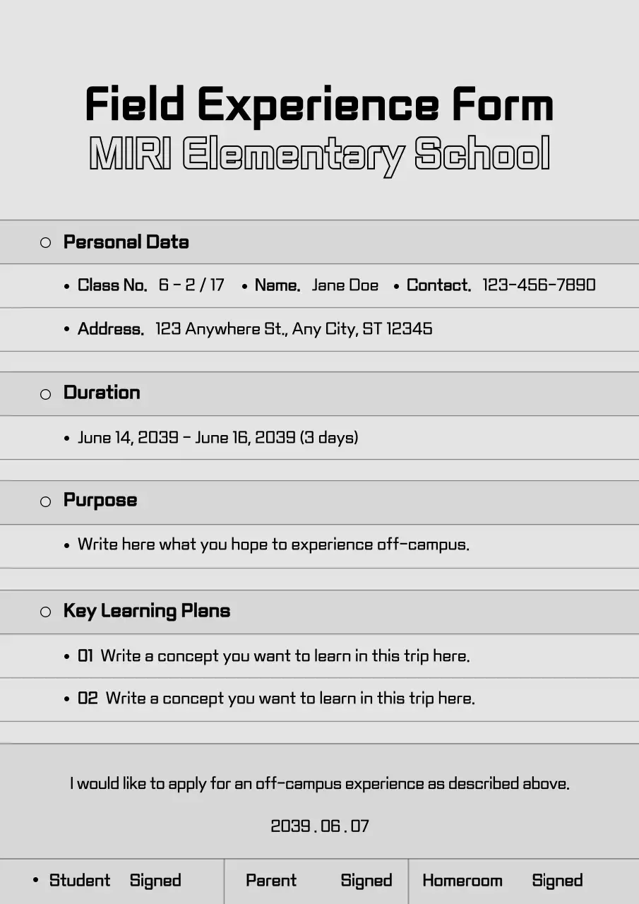 Grey Simple School Form Document Poster