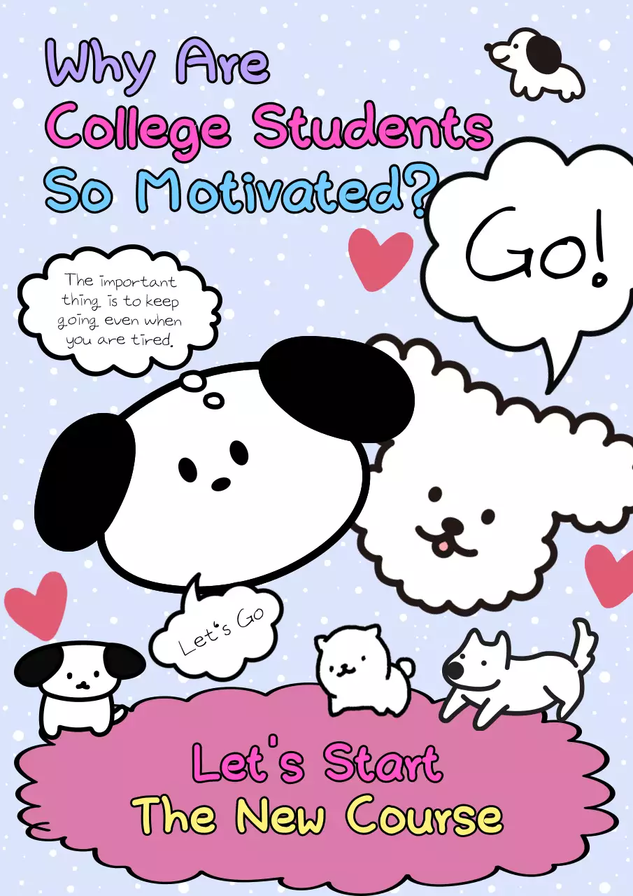 핑크 만화 동기 부여 코스 포스터