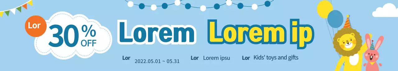 Banner promocional de brinquedos lúdicos azuis