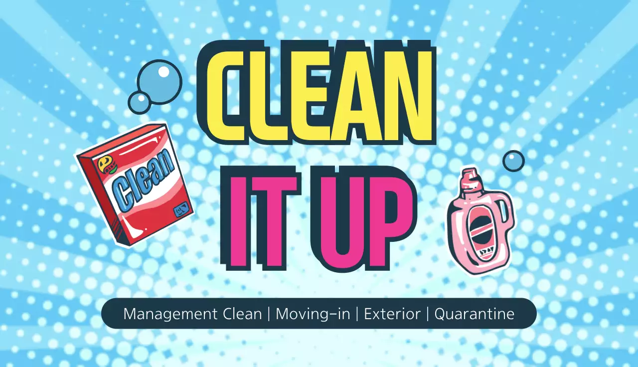 Blue Comic Cleaning Promotion Business Card