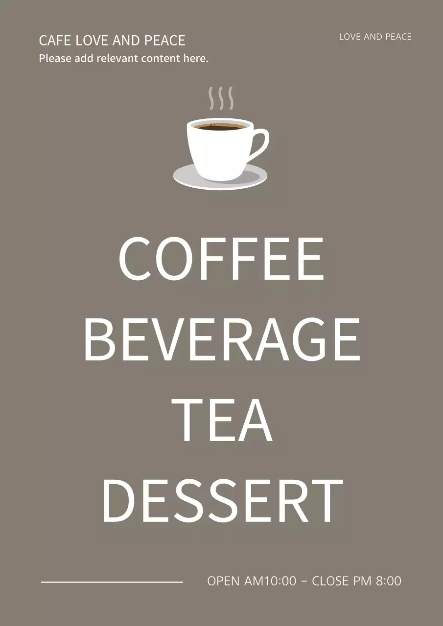 Beige Minimal Coffee Menu Poster