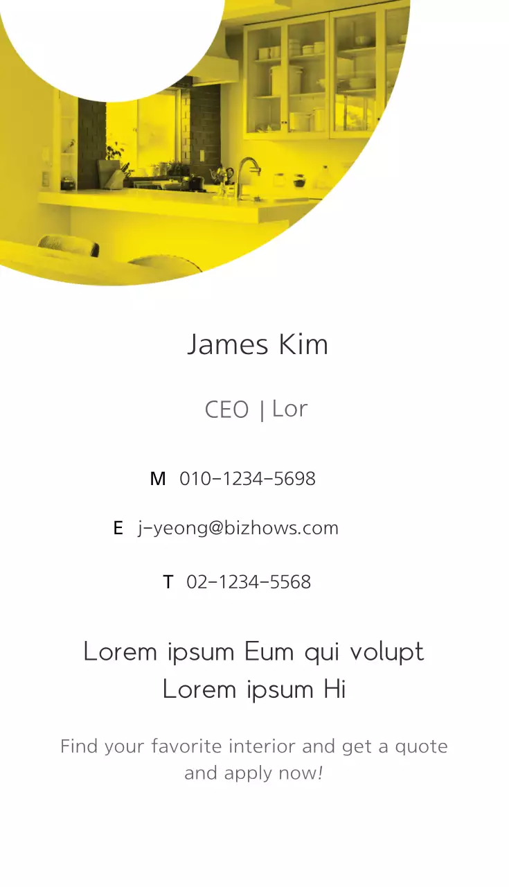 Yellow Modern Interior Advertisement Business Card