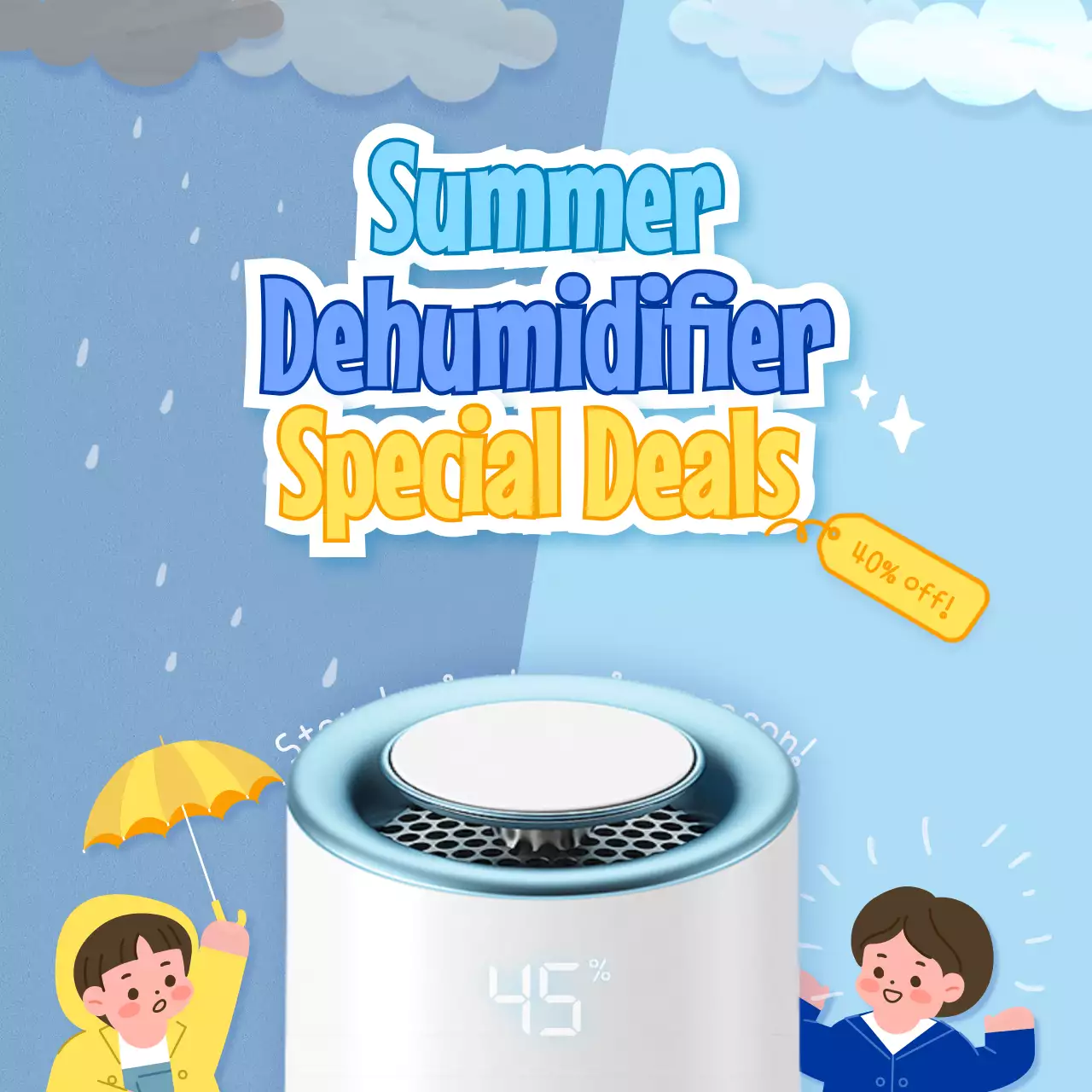 Blue Trendy Dehumidifier Promotion Social Media Post