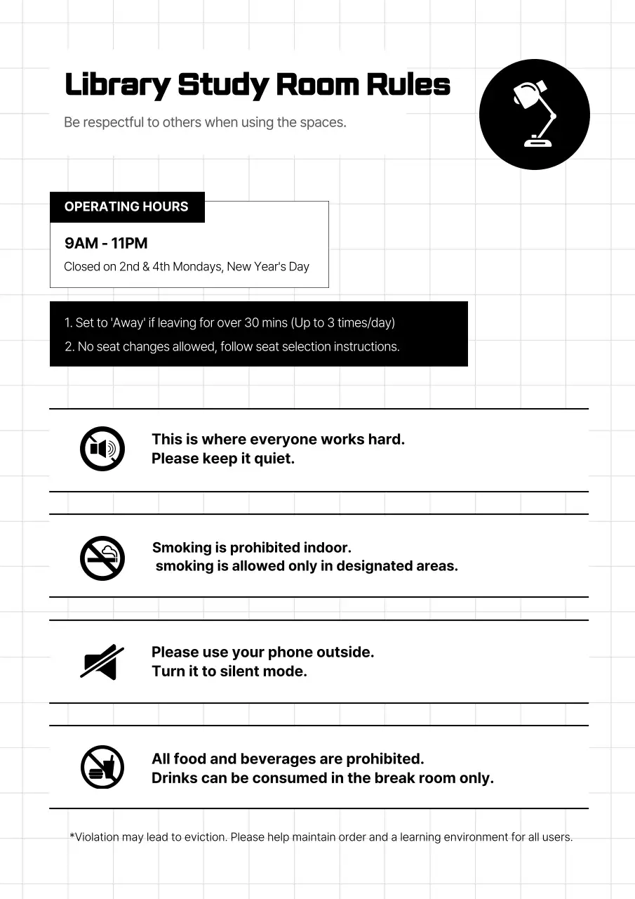 Black Modern Library Guidelines Poster