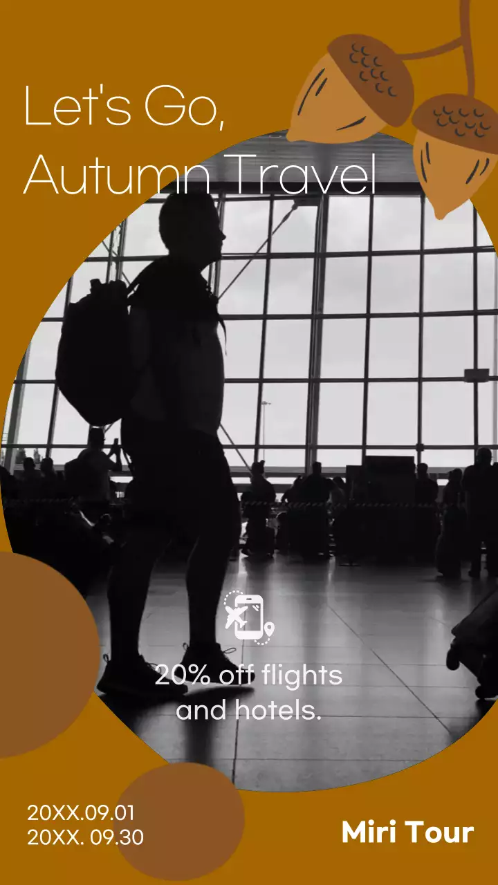 갈색의 모던한 가을여행 광고