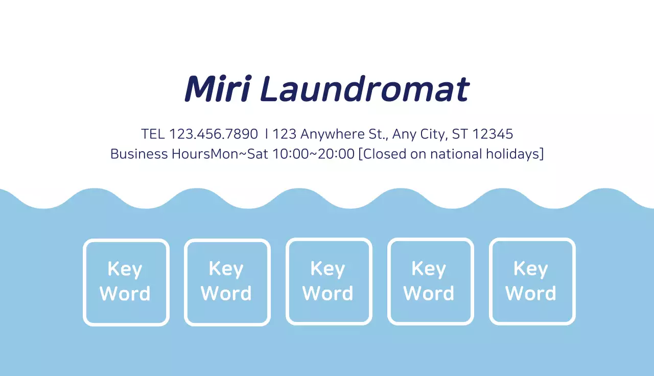 Blue Minimal Laundry Promotion Business Card