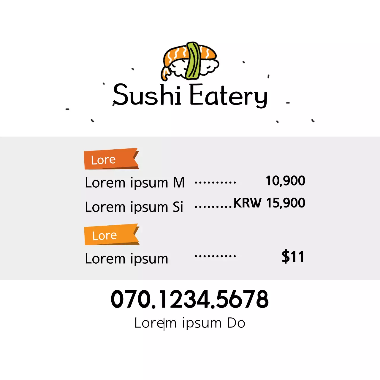 Orange Minimal Sushi Menu Banner