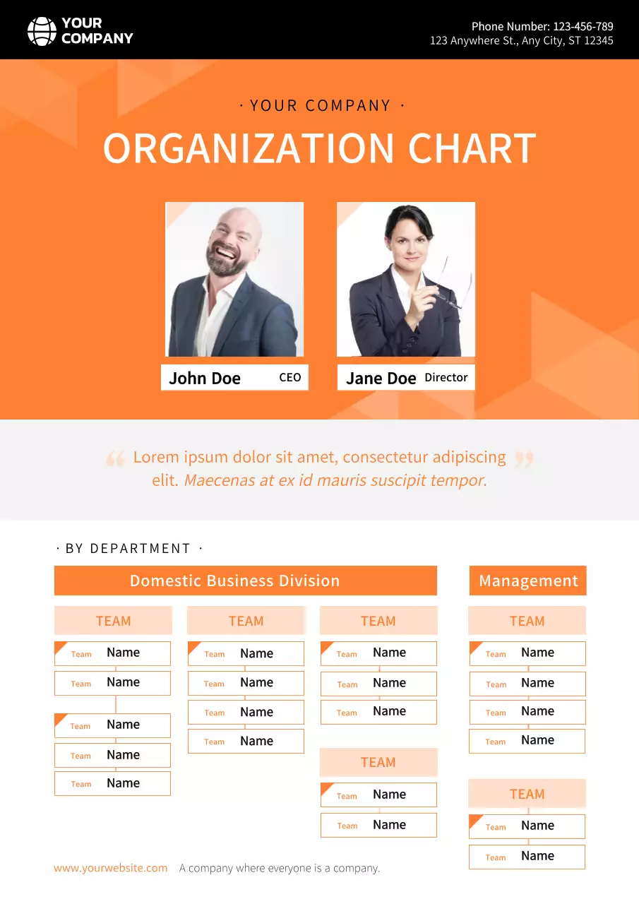Orange Modern Organization Chart Document Poster