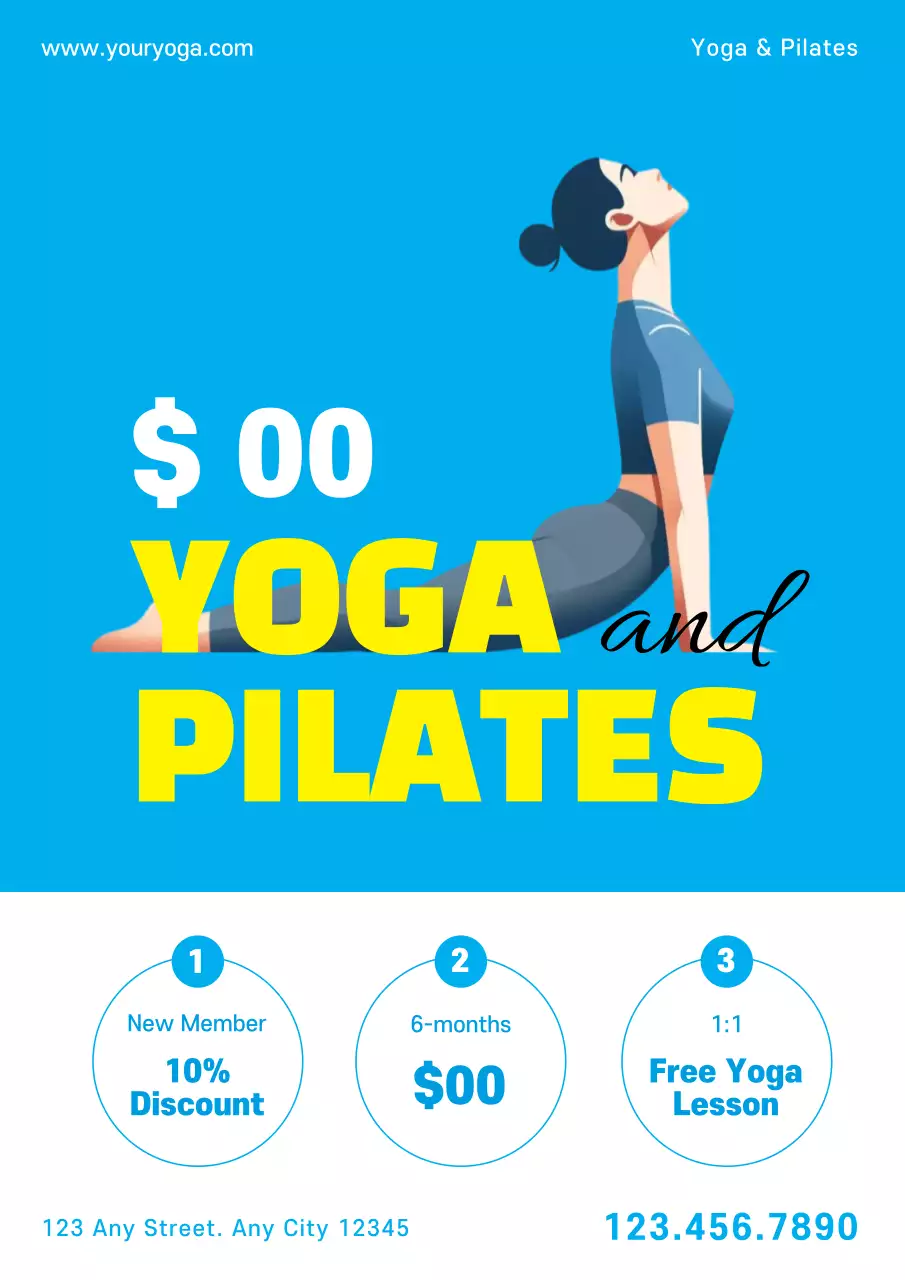 Blue Modern Yoga Promotion Poster