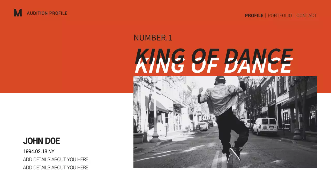 Orange Modern Dance Portfolio Presentation