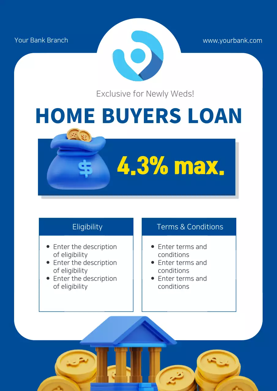 Blue Modern Home Loan Advertisement Poster