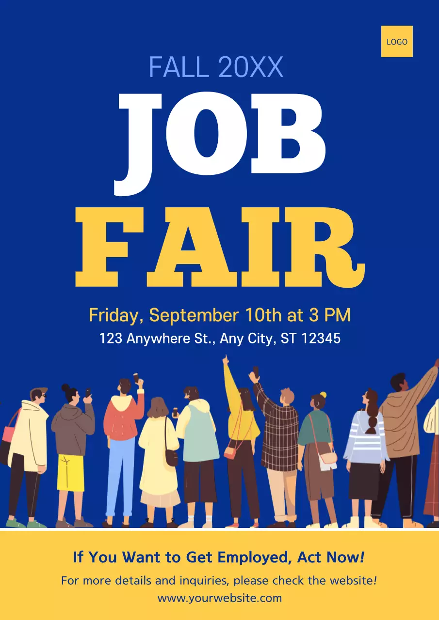 Blue Modern Job Event Announcement Poster