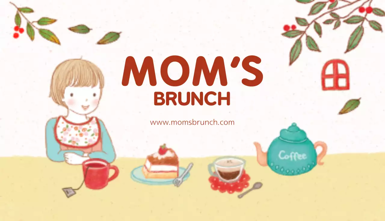 Beige Playful Brunch Invitation Business Card