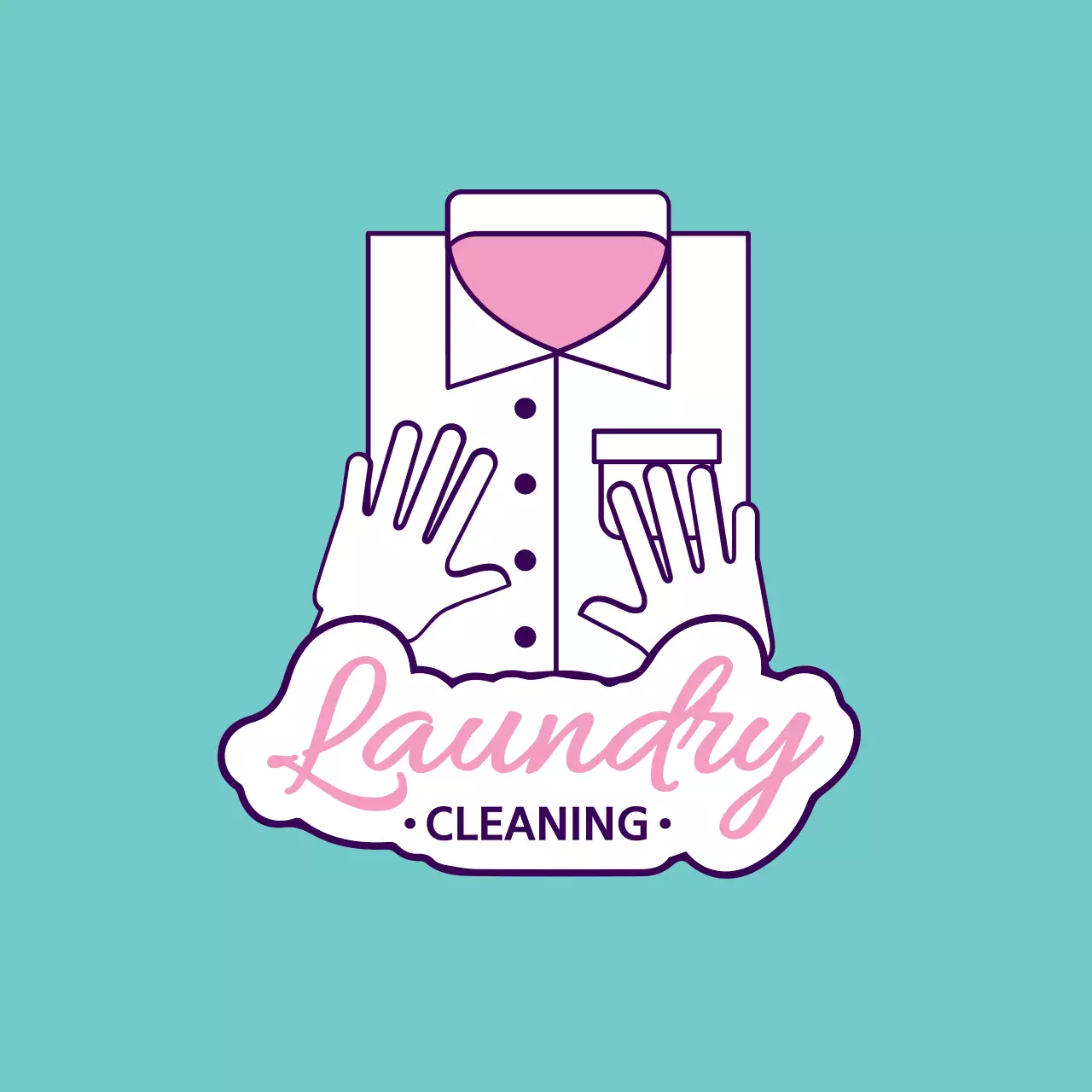 Spanduk Iklan Binatu Minimal Warna Teal