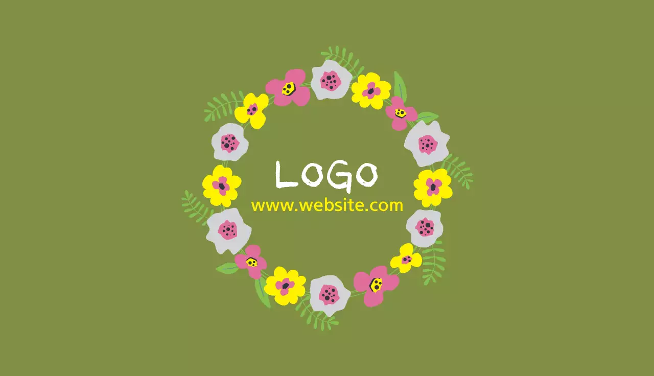 Green Floral Logo Business Card