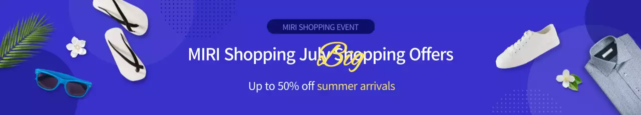 Banner de promoção de compras na moda azul