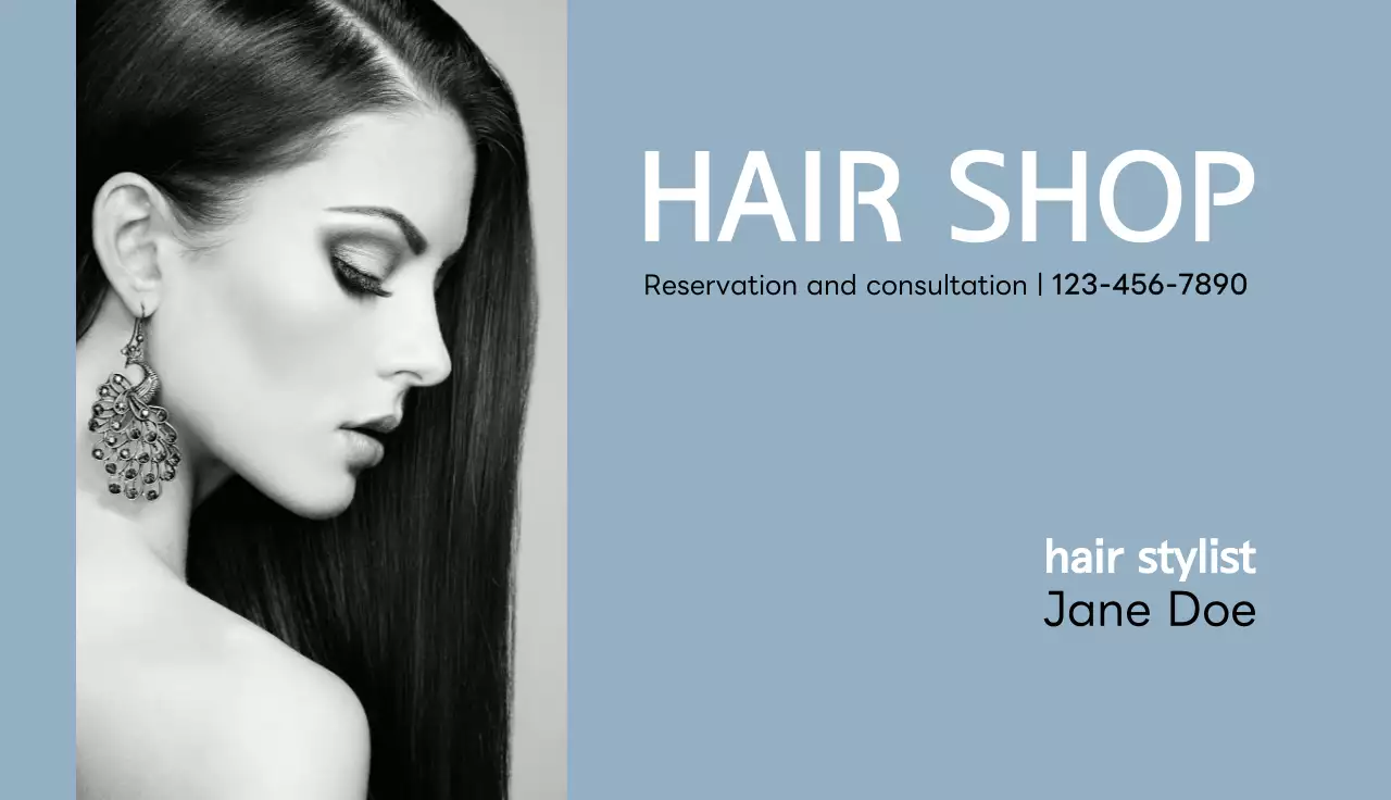 Blue Minimal Hair Advertisement Business Card