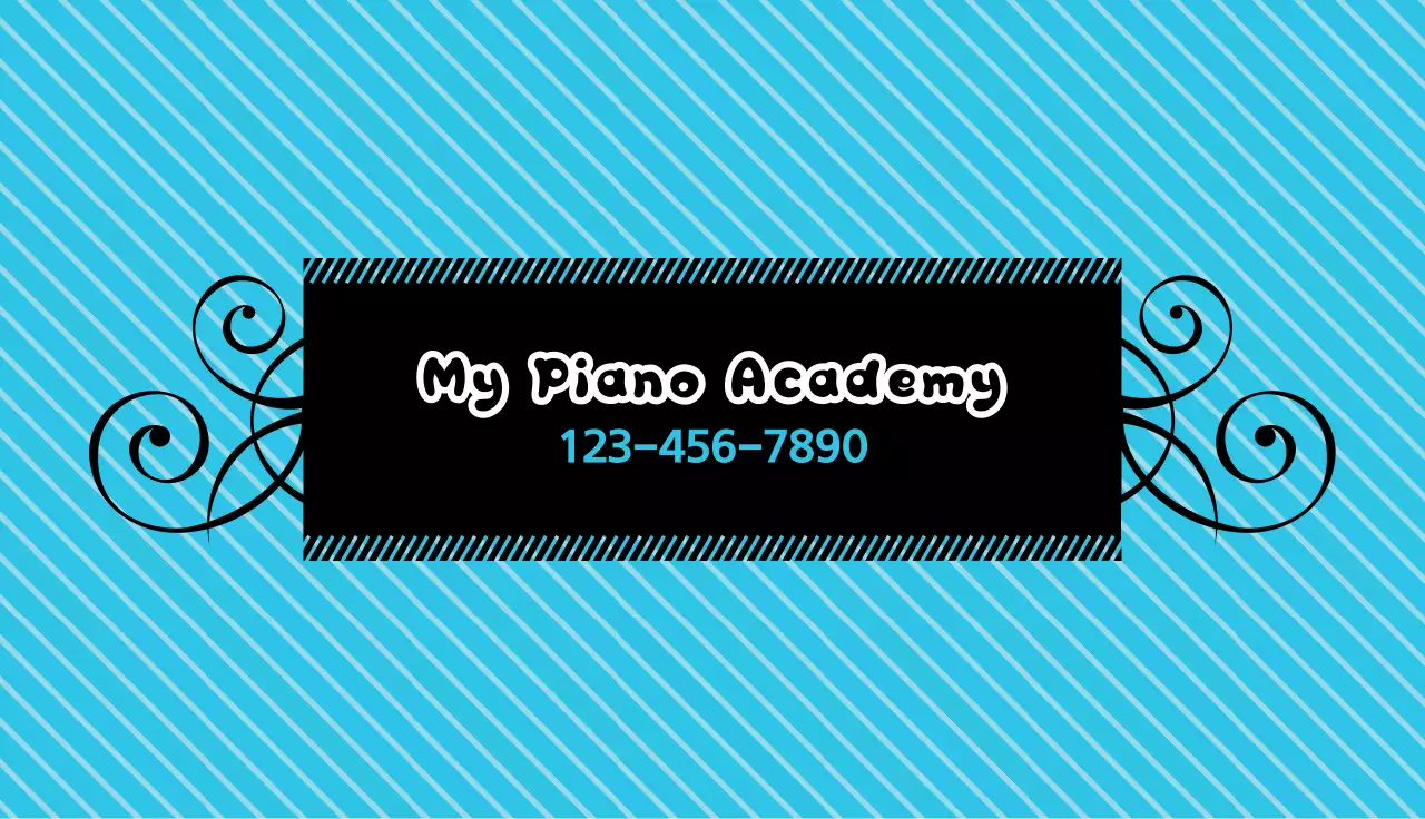 Blue Elegant Piano Advertisement Business Card