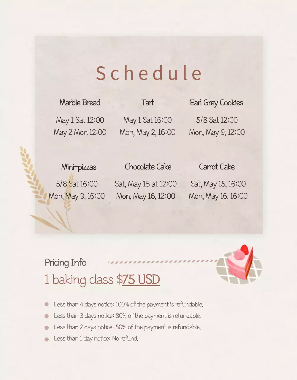 Poster Kelas Kue Sederhana Beige