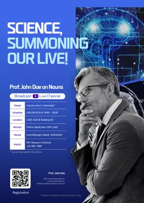 Blue Modern Science Event Registration Poster