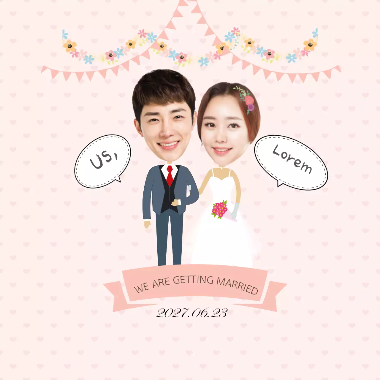 Pink Retro Wedding Invitation Banner