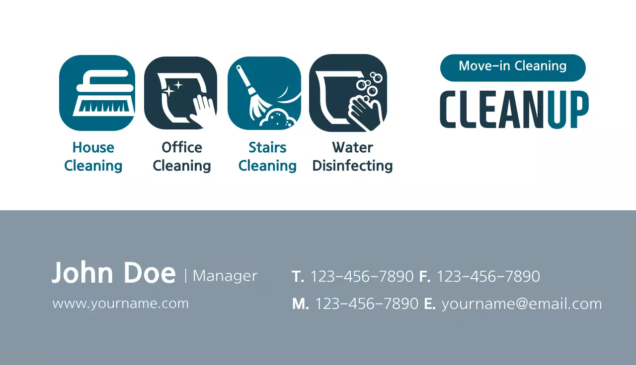 Blue Comic Cleaning Promotion Business Card