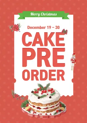 Red Traditional Cake Promotion Poster