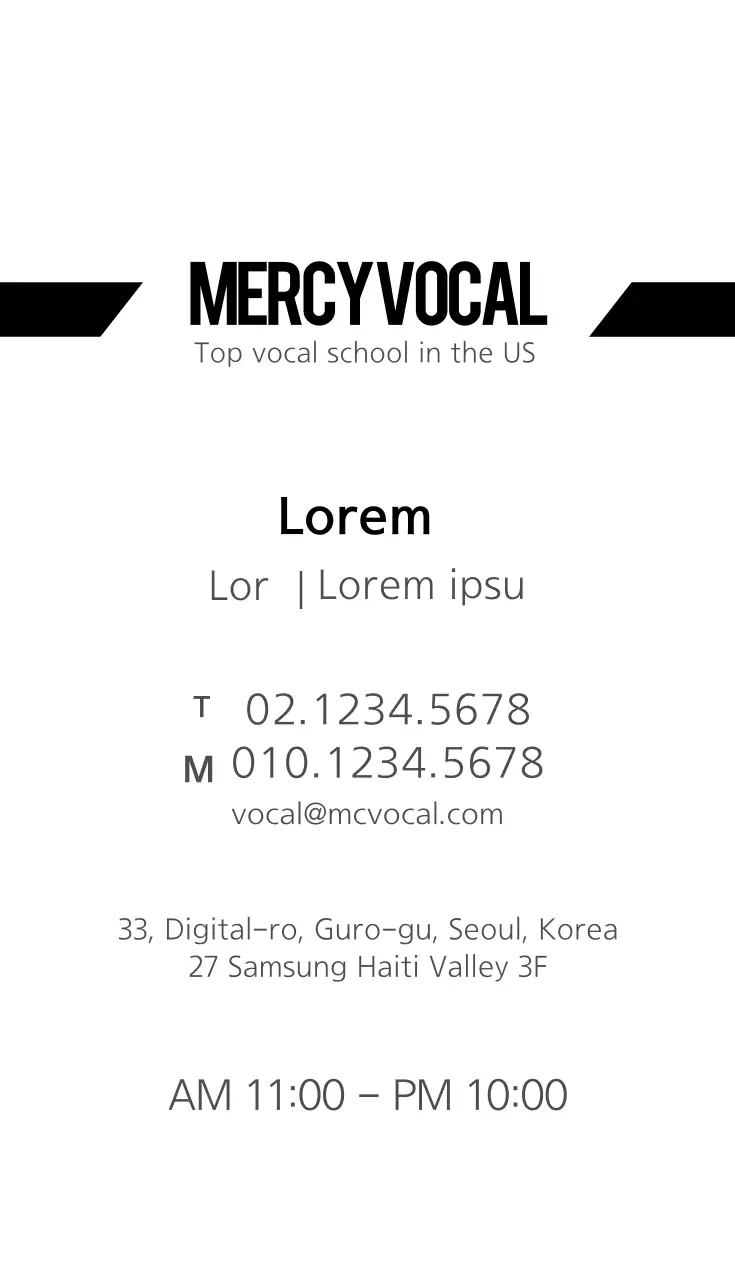 Kartu Nama Vokal Modern Hitam