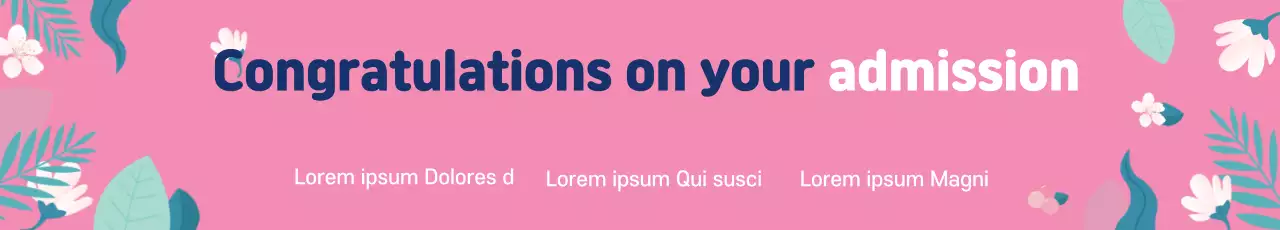 Banner de anúncio de admissão com estampa floral rosa