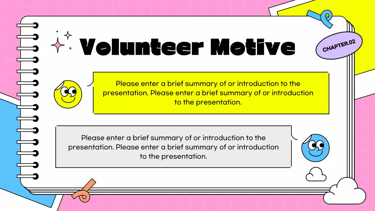 Pink Playful Volunteer Diary Presentation