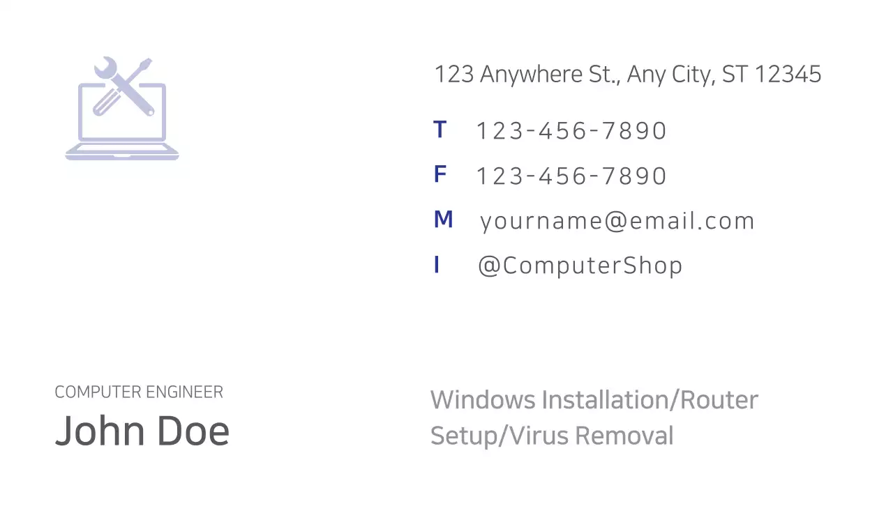 Blue Modern Computer Services Advertisement Business Card