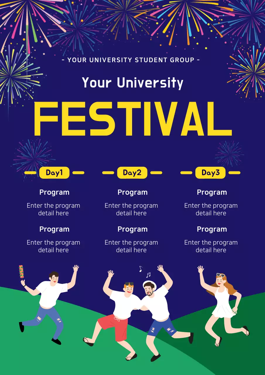 Blue Modern Festival Announcement Poster