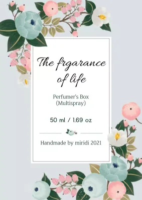 Grey Floral Perfume Label Poster
