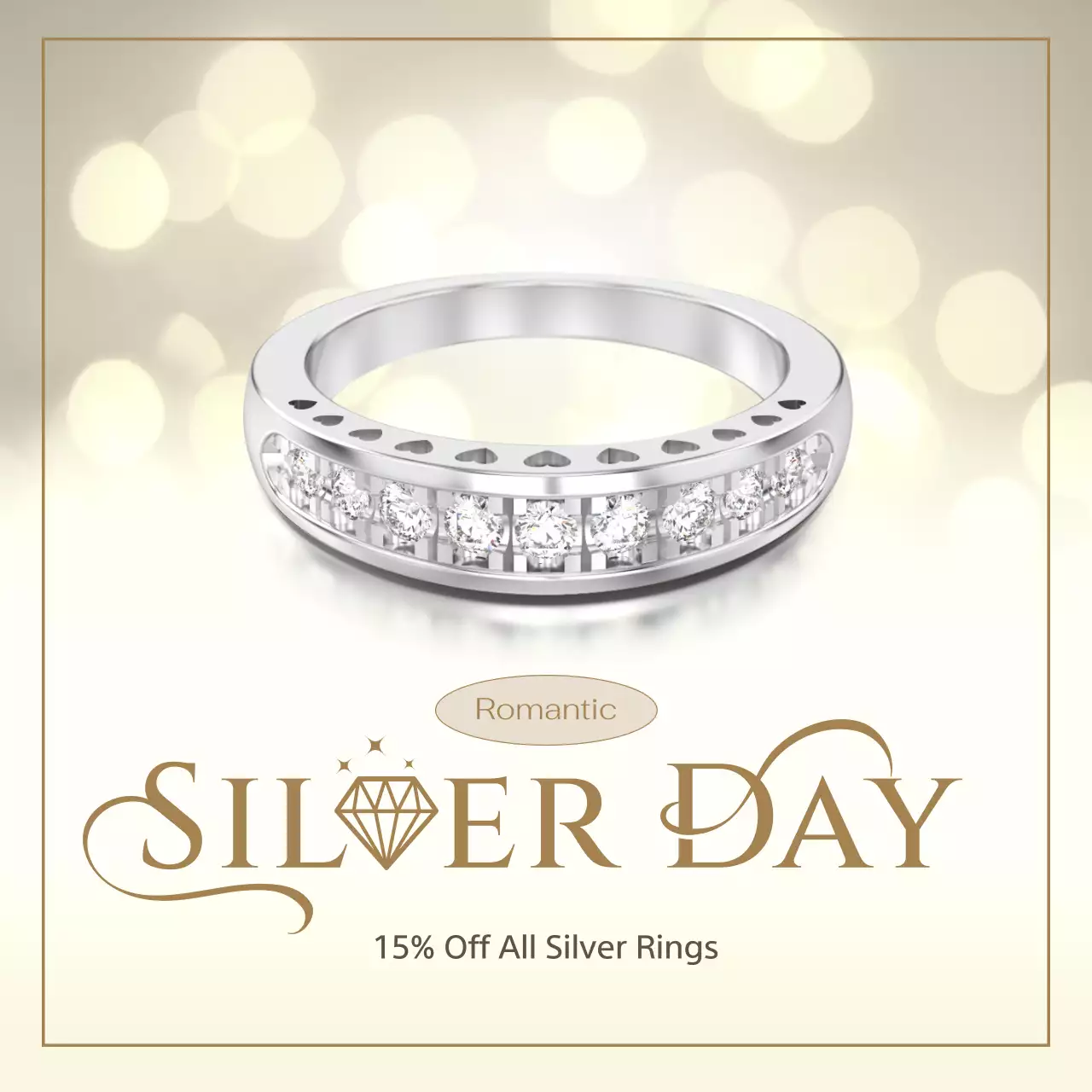 Promote a Silver Day couples' discount promotion with a golden, luxurious concept