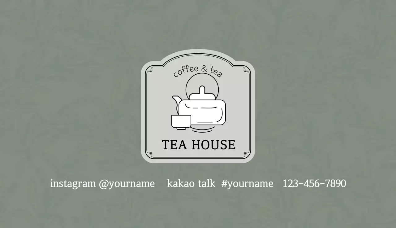 Green gray illustration logo cafe tea coupon