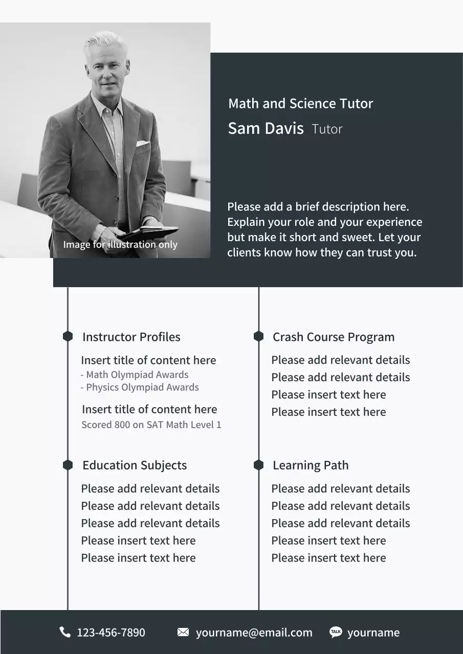 Grey Professional Tutor Profile Document