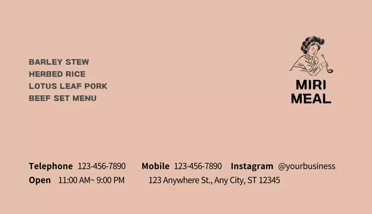 Beige Vintage Restaurant Menu Business Card